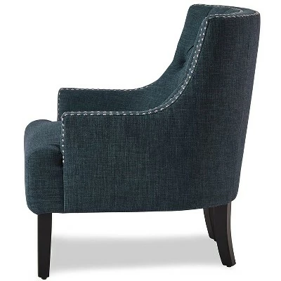 Homelegance Upholstered Diamond Tufted Accent Chair with Sloped Arms, 18 Inch High Seat, and Nailhead Trim, Indigo 4 Homelegance Upholstered Diamond Tufted Accent Chair with Sloped Arms, 18 Inch High Seat, and Nailhead Trim, Indigo - Image 2