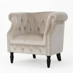 Akira New Velvet Club Chair - Christopher Knight Home Champagne -Living Room Chairs store unnamed file 9425