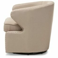 Finley Mid - Century Modern Fabric Upholstered Swivel Armchair - Buff Beige - Baxton Studio -Living Room Chairs store unnamed file 9435