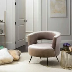 Manet Mid-Century Barrel Chair - Hazelwood Velvet - Safavieh