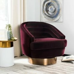 Arvilla Swivel Club Chair - Giotto Cabernet - Safavieh