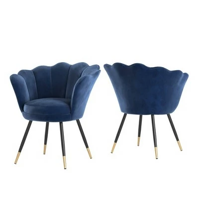 Set of 2 Cynthia Black and Gold Metal Leg Velvet Seashell Accent Chairs - Inspire Q Light Blue 11 Set of 2 Cynthia Black and Gold Metal Leg Velvet Seashell Accent Chairs - Inspire Q Light Blue - Image 9