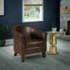 Faux Leather Barrel Accent Chair Brown - HomeFare