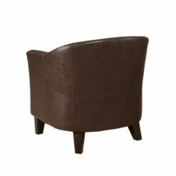 Faux Leather Barrel Accent Chair Brown - HomeFare -Living Room Chairs store unnamed file 9590