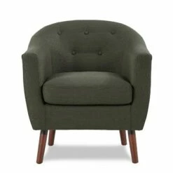 Homelegance 31 Inch Lucille Collection Classic Polyester Fabric Single Living Room Accent Barrel Chair, Gray