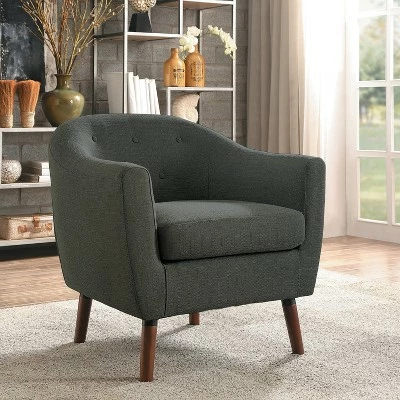 Homelegance 31 Inch Lucille Collection Classic Polyester Fabric Single Living Room Accent Barrel Chair, Gray 6 Homelegance 31 Inch Lucille Collection Classic Polyester Fabric Single Living Room Accent Barrel Chair, Gray - Image 4