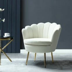 Yves Barrel Chair with Golden Metal Legs | Karat Home