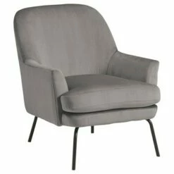 Fabric Accent Chair with Sleek Flared Track Arms and Metal Legs - Benzara Green -Living Room Chairs store unnamed file 9672