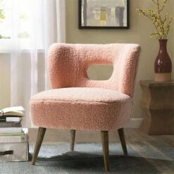 Inès Upholstery Fluffy Fabric Barrel Chair | Karat Home