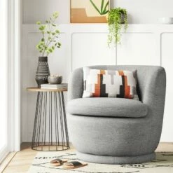 Dorton Round Swivel Barrel Chair - Project 62™ Gray Woven Fabric
