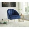 Simple Relax Velvet Wingback Accent Chair with Metal Legs in Blue