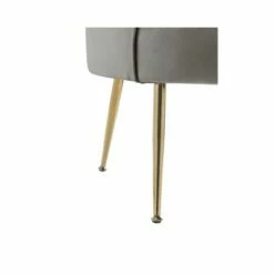 Simple Relax Velvet Scalloped Back Barrel Accent Chair with Metal Legs in Gray -Living Room Chairs store unnamed file 9728