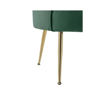 Simple Relax Velvet Scalloped Back Barrel Accent Chair with Metal Legs in Green 5 Simple Relax Velvet Scalloped Back Barrel Accent Chair with Metal Legs in Green - Image 3