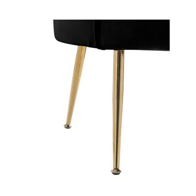 Simple Relax Velvet Scalloped Back Barrel Accent Chair with Metal Legs in Black 5 Simple Relax Velvet Scalloped Back Barrel Accent Chair with Metal Legs in Black - Image 3