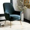 Aimee Velvet Arm Chair - Navy - Safavieh