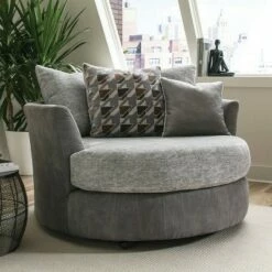 Saddlebrook T-Cushion Swivel Chair Light Gray/Gray/Brown - HOMES: Inside + Out