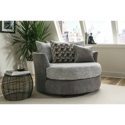 Saddlebrook T-Cushion Swivel Chair Light Gray/Gray/Brown - HOMES: Inside + Out 4 Saddlebrook T-Cushion Swivel Chair Light Gray/Gray/Brown - HOMES: Inside + Out - Image 2