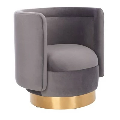 Brynlee Swivel Accent Chair - Safavieh Slate Gray/gold 4 Brynlee Swivel Accent Chair - Safavieh Slate Gray/gold - Image 2