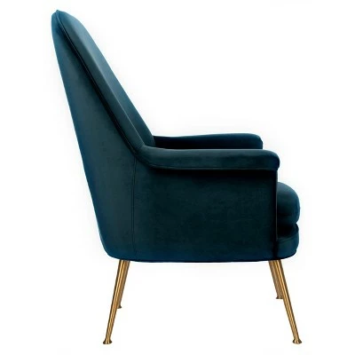 Aimee Velvet Arm Chair - Navy - Safavieh 5 Aimee Velvet Arm Chair - Navy - Safavieh - Image 3