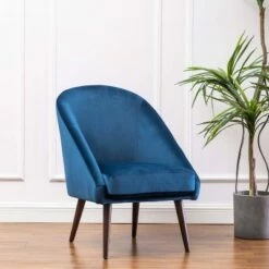 Modern Barrel Accent Chair - WOVENBYRD Gray Velvet -Living Room Chairs store unnamed file 9766