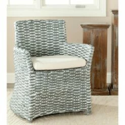 Cabana Rattan Arm Chair - Grey White Wash - Safavieh