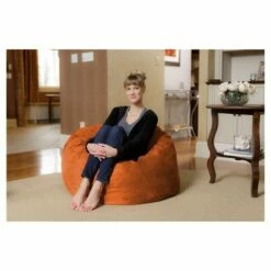 3' Kids' Bean Bag Chair with Memory Foam Filling and Washable Cover - Relax Sacks Orange -Living Room Chairs store unnamed file 9811