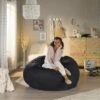 Madison Faux Suede Beanbag 5' - Christopher Knight Home Black -Living Room Chairs store unnamed file 9831