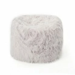 Lachlan Furry Bean Bag - Christopher Knight Home White -Living Room Chairs store unnamed file 9850