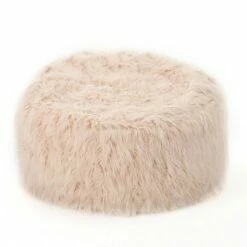 Lachlan Furry Bean Bag - Christopher Knight Home White -Living Room Chairs store unnamed file 9851