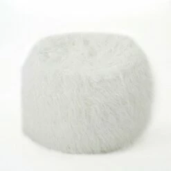 Lachlan Furry Bean Bag - Christopher Knight Home White -Living Room Chairs store unnamed file 9853