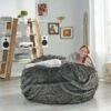 52" Schley Modern Glam Short Faux Fur Bean Bag - Christopher Knight Home White -Living Room Chairs store unnamed file 9857