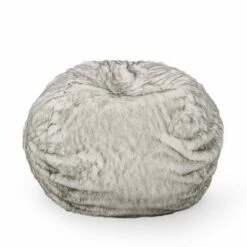 52" Schley Modern Glam Short Faux Fur Bean Bag - Christopher Knight Home White -Living Room Chairs store unnamed file 9865