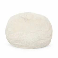 52" Schley Modern Glam Short Faux Fur Bean Bag - Christopher Knight Home White -Living Room Chairs store unnamed file 9866