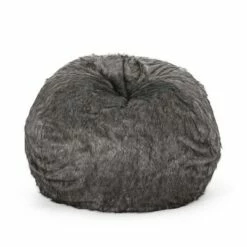 52" Schley Modern Glam Short Faux Fur Bean Bag - Christopher Knight Home White -Living Room Chairs store unnamed file 9867