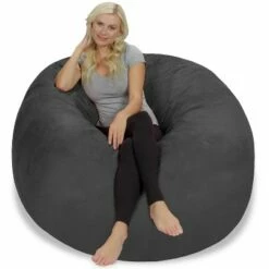 5' Large Bean Bag Chair with Memory Foam Filling and Washable Cover - Relax Sacks Charcoal 28 5' Large Bean Bag Chair with Memory Foam Filling and Washable Cover - Relax Sacks Charcoal -Living Room Chairs store unnamed file 9896