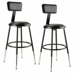 National Public Seating 2pk 19 -27" Adjustable Heavy Duty Vinyl Padded Steel Stool with Backrest - Hampton Collection Black -Living Room Chairs store unnamed file 99