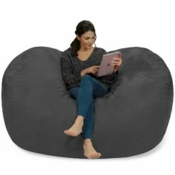 6' Large Bean Bag Lounger with Memory Foam Filling and Washable Cover - Relax Sacks Blue 32 6' Large Bean Bag Lounger with Memory Foam Filling and Washable Cover - Relax Sacks Blue -Living Room Chairs store unnamed file 9915