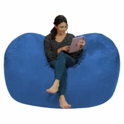 6' Large Bean Bag Lounger with Memory Foam Filling and Washable Cover - Relax Sacks Blue 41 6' Large Bean Bag Lounger with Memory Foam Filling and Washable Cover - Relax Sacks Blue -Living Room Chairs store unnamed file 9924