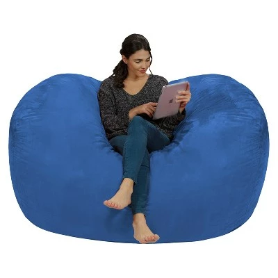 6' Large Bean Bag Lounger with Memory Foam Filling and Washable Cover - Relax Sacks Blue 21 6' Large Bean Bag Lounger with Memory Foam Filling and Washable Cover - Relax Sacks Blue - Image 19