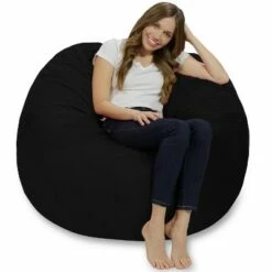 4' Bean Bag Chair with Memory Foam Filling and Washable Cover - Relax Sacks Charcoal
