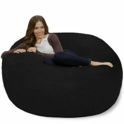 4' Bean Bag Chair with Memory Foam Filling and Washable Cover - Relax Sacks Charcoal -Living Room Chairs store unnamed file 9941